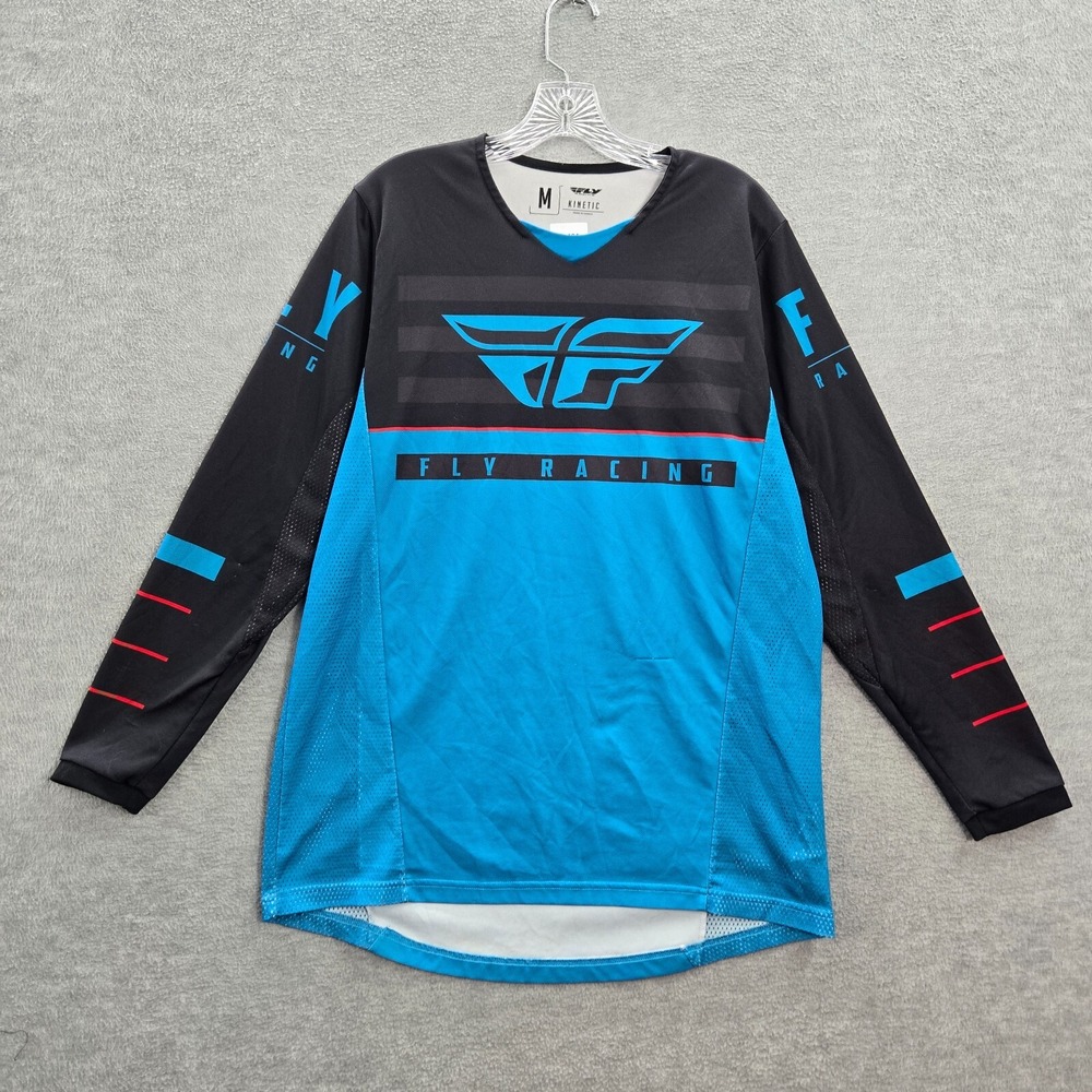 Fly  Racing Men Motocross Jersey Medium Blue K120 BMX Race Long Sleeve READ